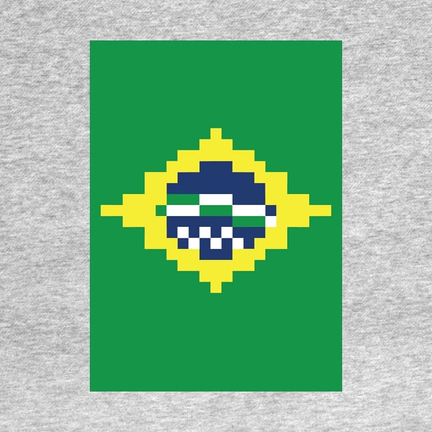 Brazilian Flag - Pixel Art by outofthepixel